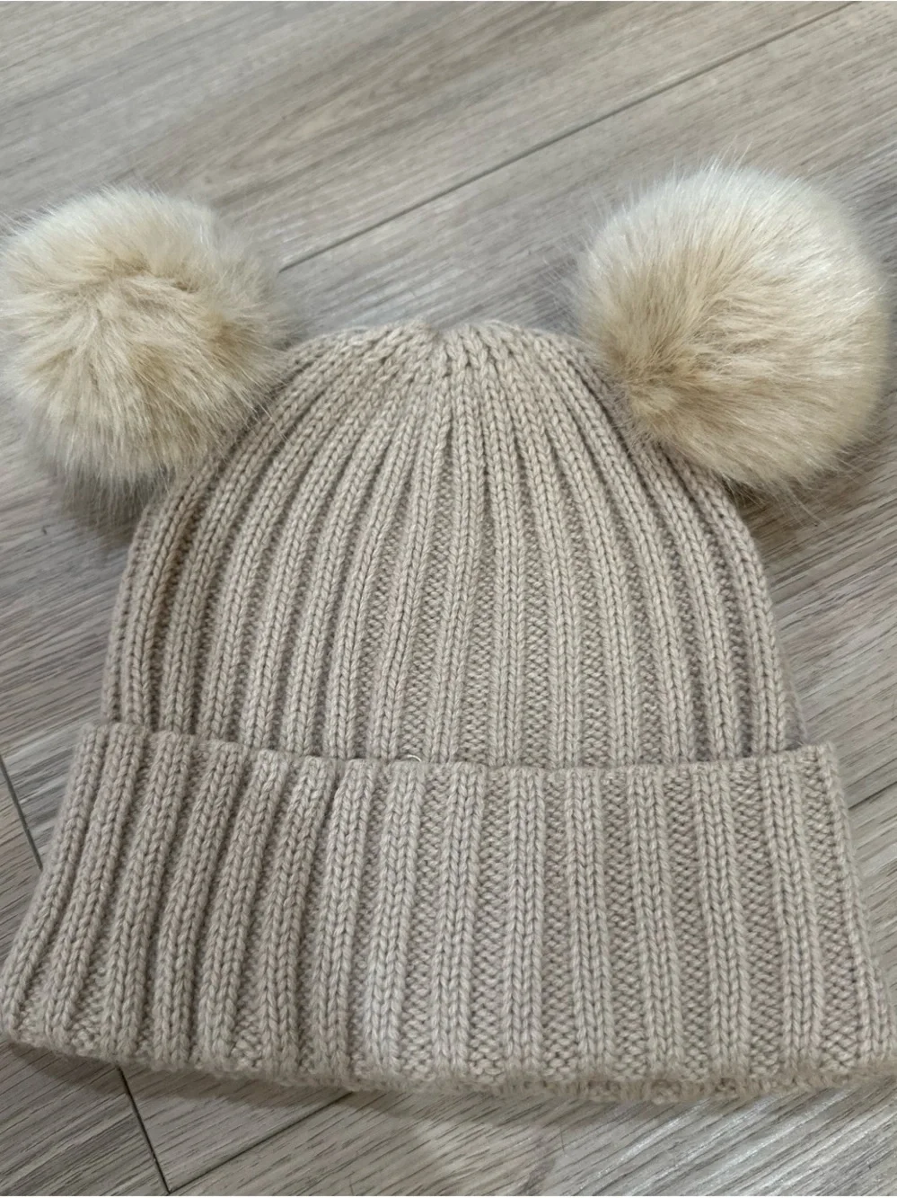 Pom-Pom Beanie Hat - Grey